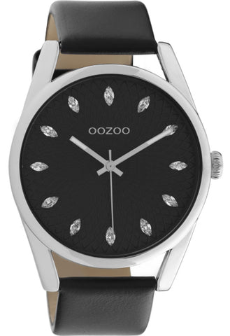 ooZoo C10818 black/silver Damenuhr Lederarmband Ø45mm