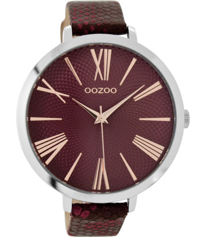 ooZoo C9171 bordeaux croco Ø48mm Damenuhr Lederband