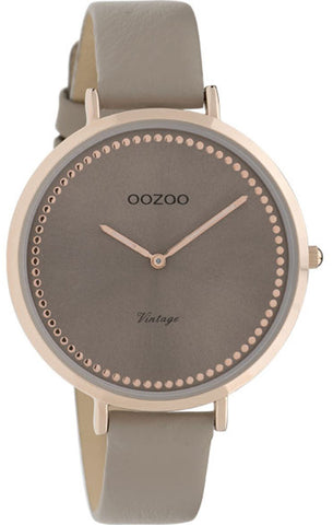 ooZoo C9850 Lederband Damenuhr Vintage Slim Design ∅40 Elegant taupe rosegold