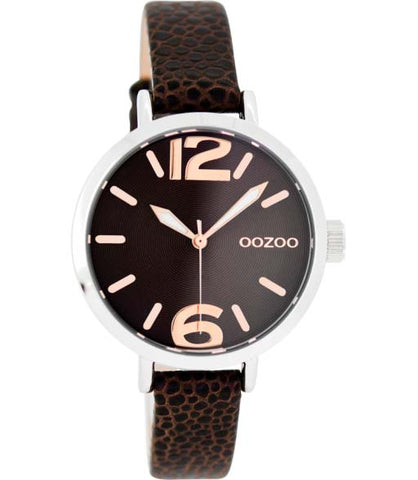 ooZoo JR273 brown ∅35 Damenuhr Lederarmband schmale Handgelenke