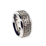 Edelstahlring Damenring Band silber-anthrazit 12mm Partnerring